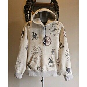 Polo Ralph Lauren Rustic Farm Fleece Graphic Hoodie Sweatshirt Mens L Country